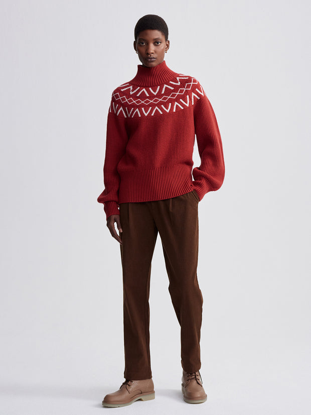 MARCIE YOKE KNIT - RED