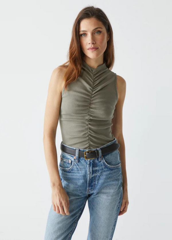 MONET RUCHED TANK - OLIVE