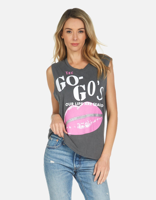 KEL THE GO-GO'S MUSCLE TANK OUR LIPS ARE SEALED