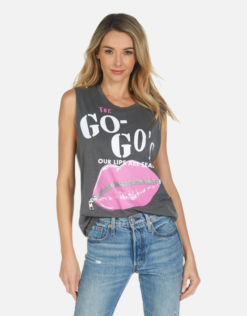 KEL THE GO-GO'S MUSCLE TANK OUR LIPS ARE SEALED