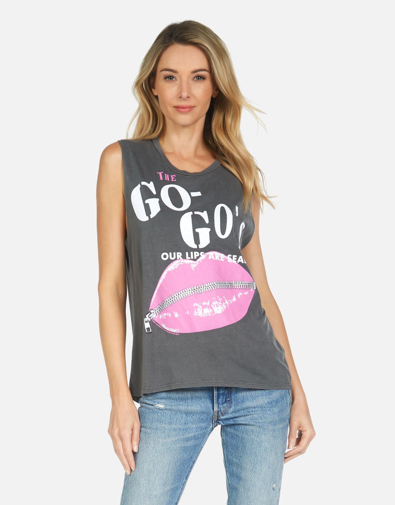 KEL THE GO-GO'S MUSCLE TANK OUR LIPS ARE SEALED