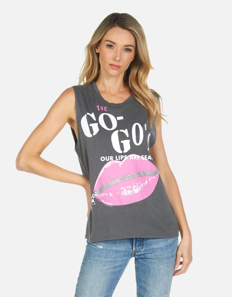 KEL THE GO-GO'S MUSCLE TANK OUR LIPS ARE SEALED