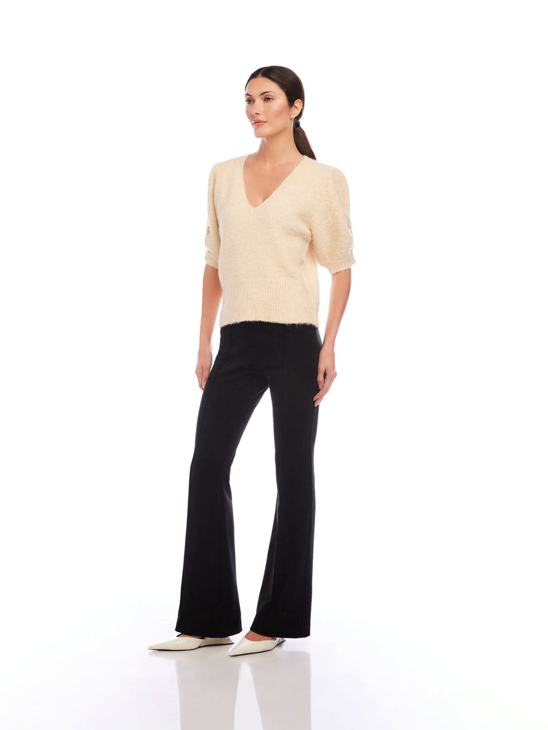 BENNET SHIRRED SLEEVE SWEATER - SAND