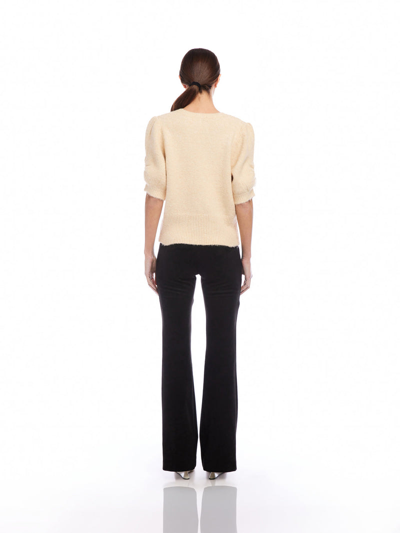 BENNET SHIRRED SLEEVE SWEATER - SAND