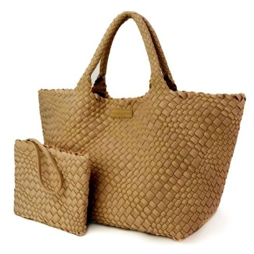 OVERSIZED WOVEN TOTE - CAMEL