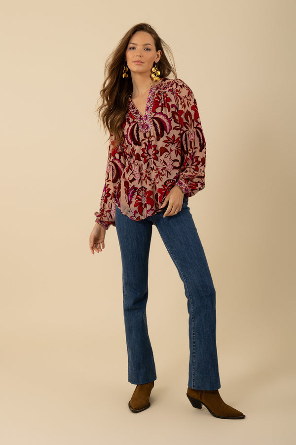 DANIELLE BURNOUT SILK TOP