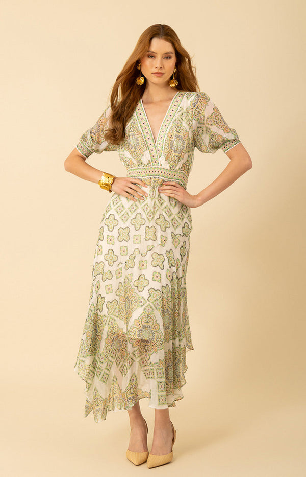 MALAYA CHIFFON DRESS - LIME