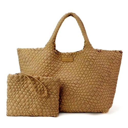 OVERSIZED WOVEN TOTE - CAMEL