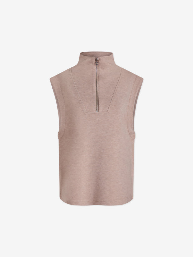 MAGNOLIA HALF ZIP TANK - TAUPE MARL