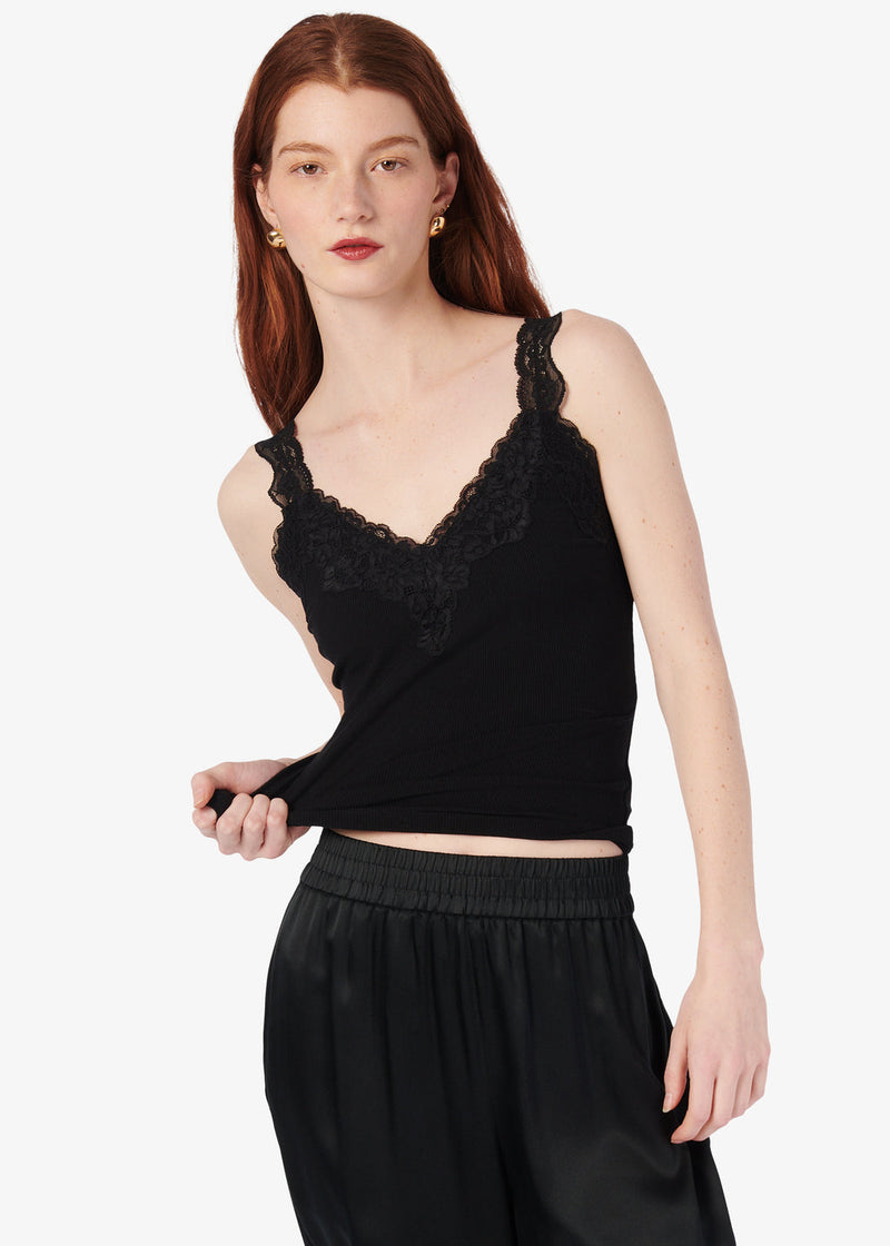 LANI RIB KNIT TANK - BLACK