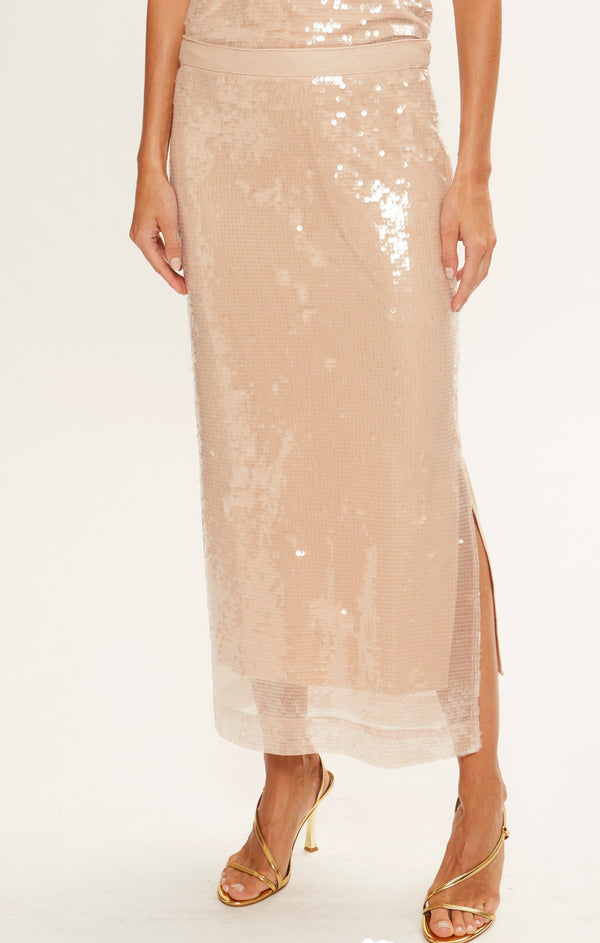 ANNITA SEQUIN SKIRT - NUDE