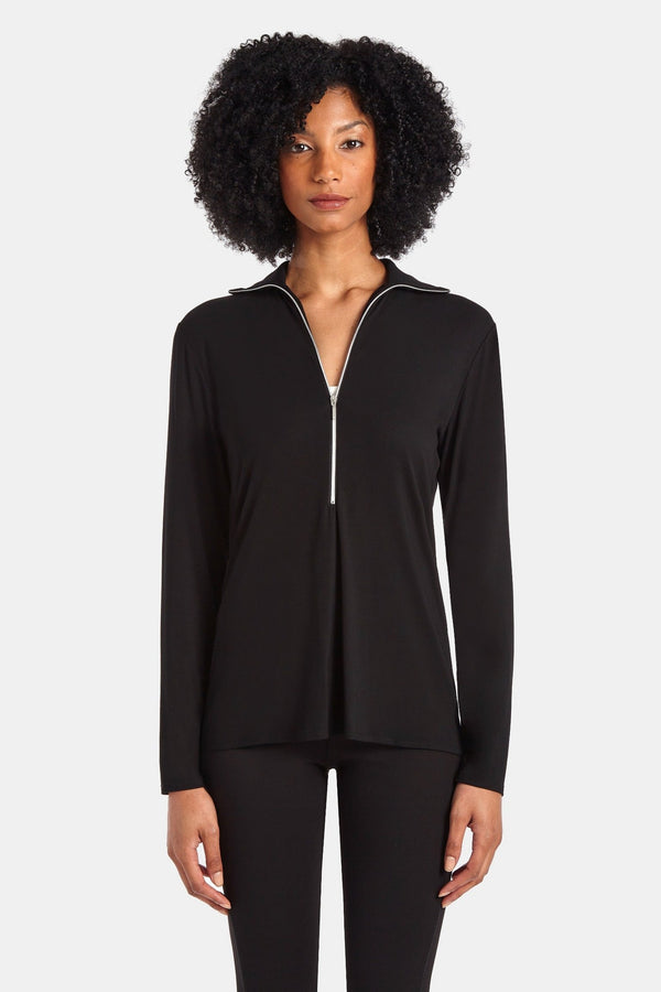 THE ZETA HALF ZIP TOP - BLK