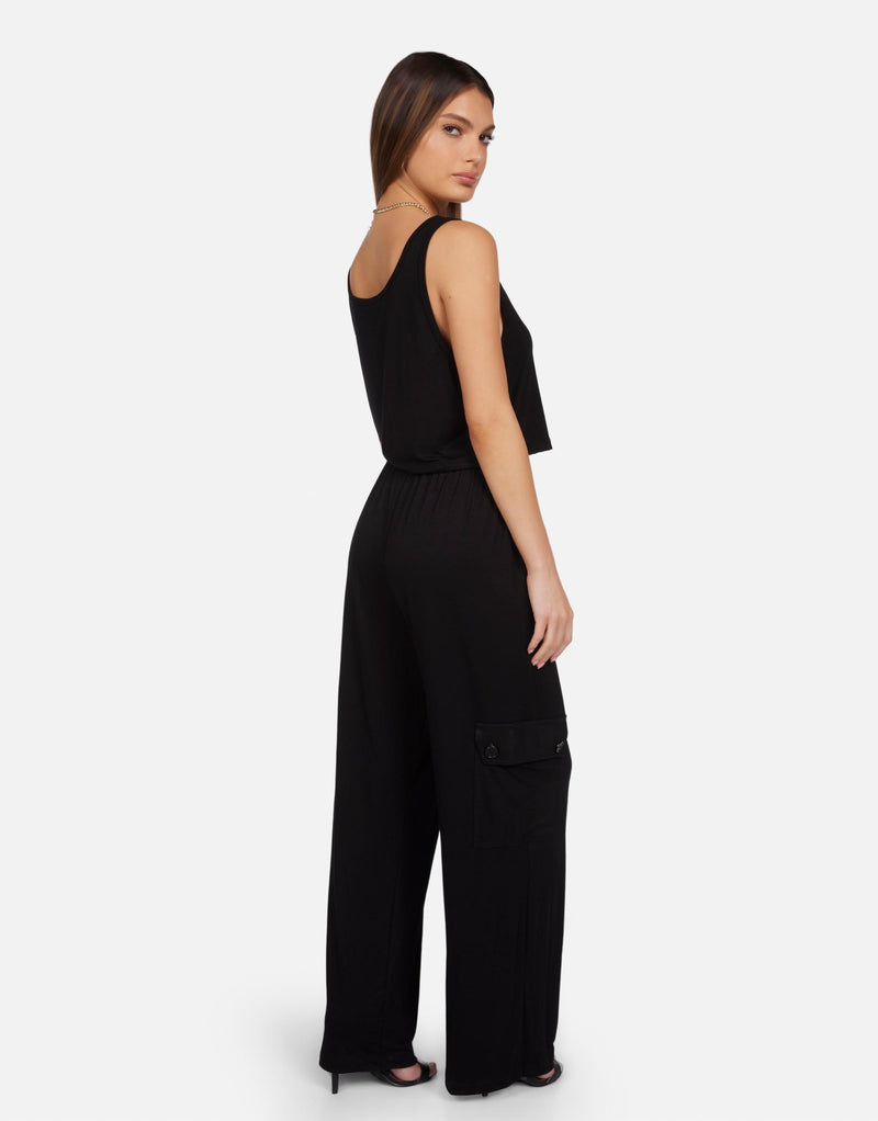 JAIDEN WIDE LEG CARGO PANT - BLK