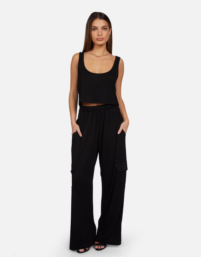 JAIDEN WIDE LEG CARGO PANT - BLK