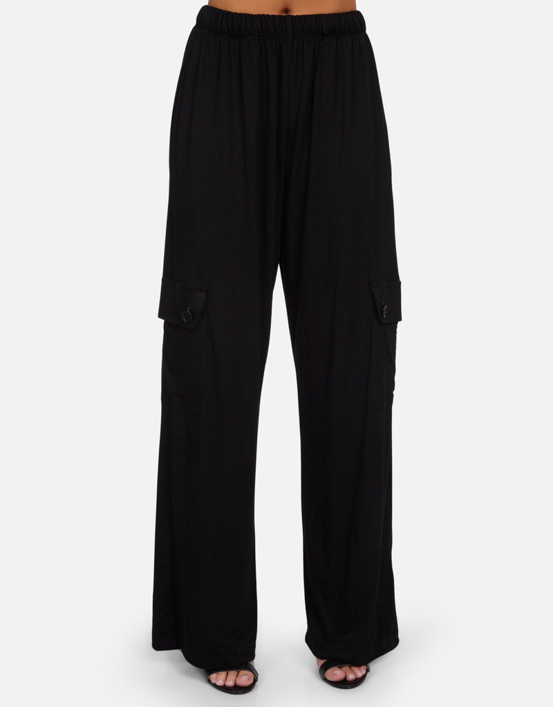 JAIDEN WIDE LEG CARGO PANT - BLK