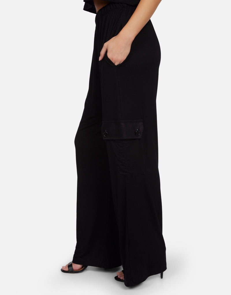 JAIDEN WIDE LEG CARGO PANT - BLK