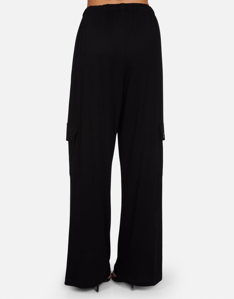 JAIDEN WIDE LEG CARGO PANT - BLK