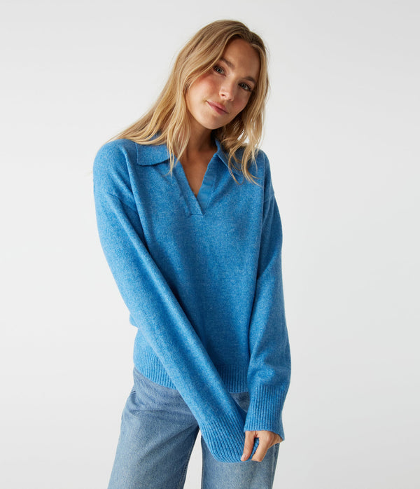 JONAS JOHNNY COLLAR SWEATER - SKY