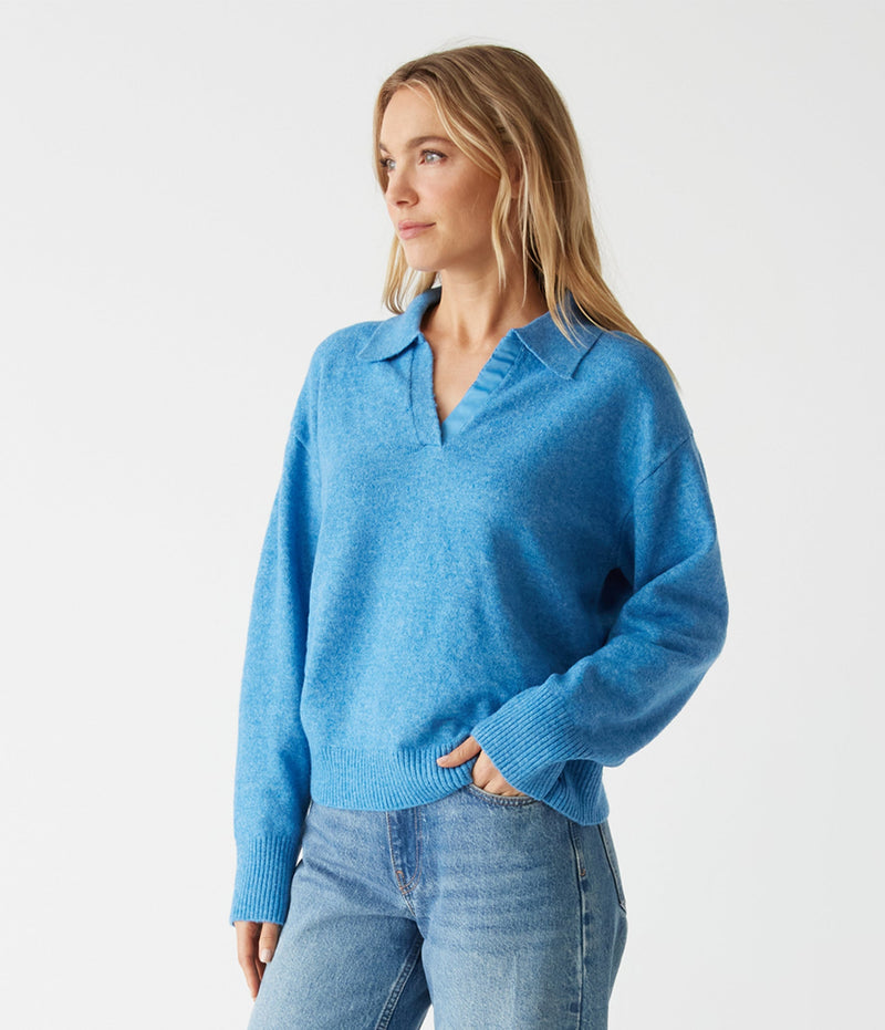 JONAS JOHNNY COLLAR SWEATER - SKY