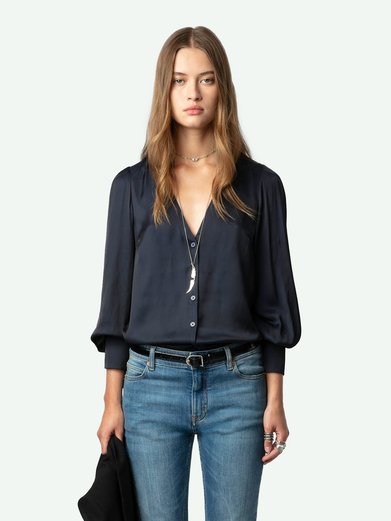 TINOUS SATIN BLOUSE - ENCRE