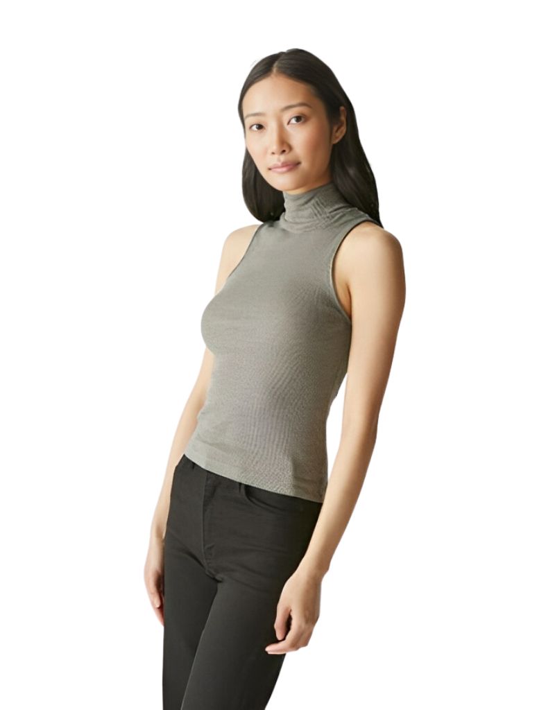 LINO SHINE MOCK NECK TANK - GRANITE