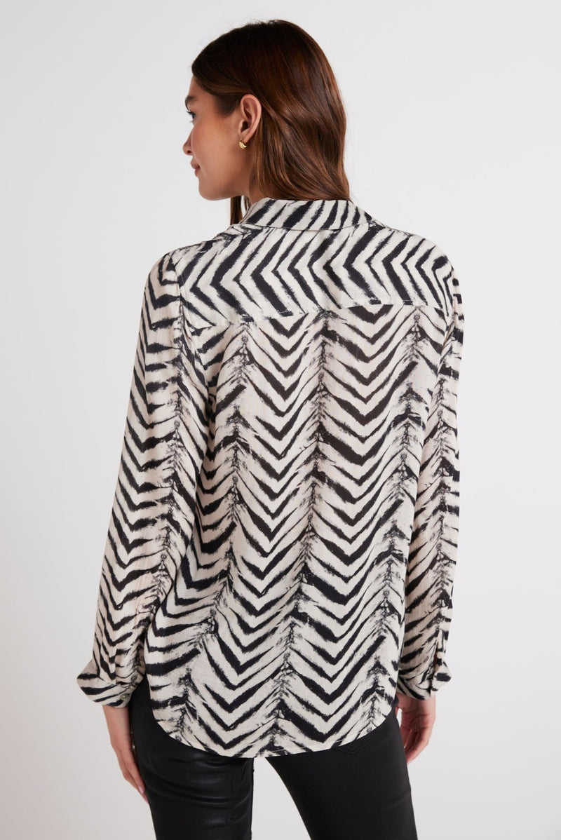 BUTTON DOWN SHIRT - BATIK CHEVRON PRINT