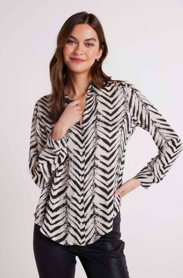 BUTTON DOWN SHIRT - BATIK CHEVRON PRINT