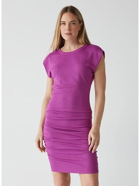 RICCI POWER SHOULDER DRESS - ULTRA VIOLET