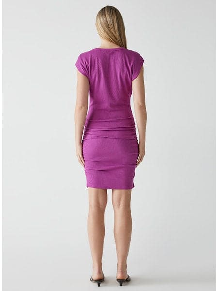 RICCI POWER SHOULDER DRESS - ULTRA VIOLET