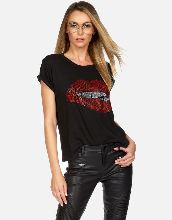 EDDA CRYSTAL BITING LIP SHIRT