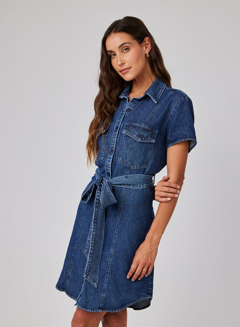 S/S SEAMED SHIRT DRESS