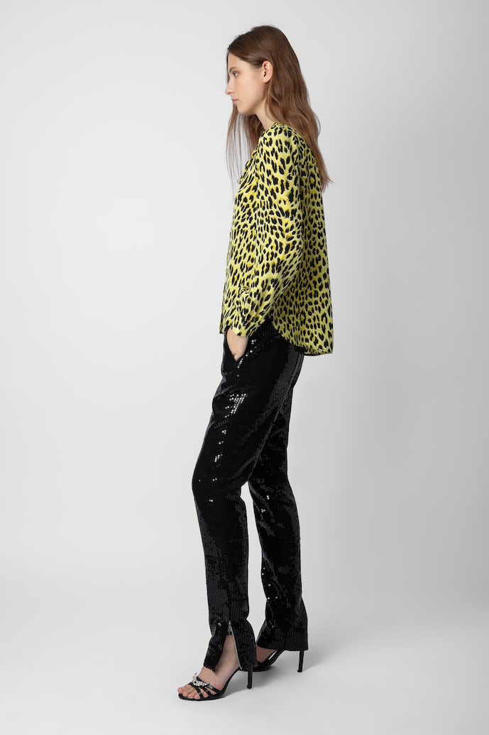 TAOS LEOPARD SILK BLOUSE