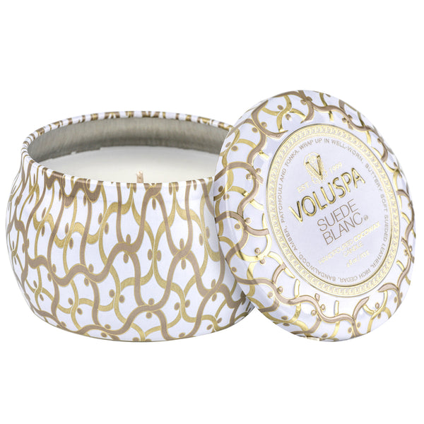 SUEDE BLANC MINI TIN CANDLE 4oz.