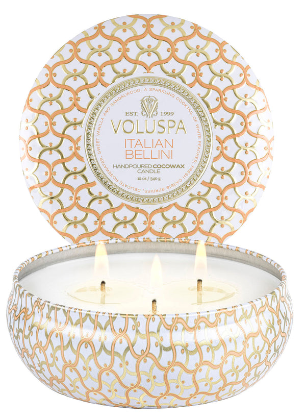 ITALIAN BELLINI 3 WICK TIN CANDLE 12oz.